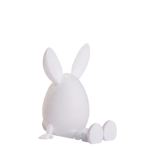 3D Printed Happy Easter Bunny Figurine 2.2in Minimalist Back View Rabbit Decor for Shelf Display, Modern Plastic Spring Holiday Mini Accent