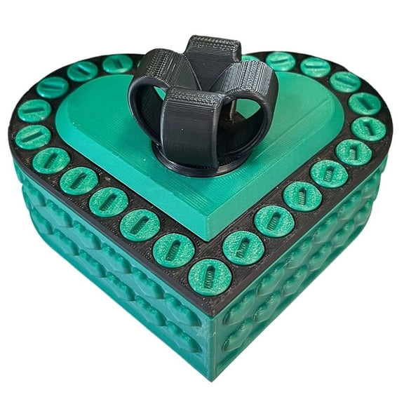 3D Printed Heart Shaped Gift Box Valentine'S Day Gift Wedding Storage Box Ring Necklace Gift Box Black&Green