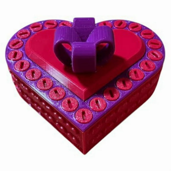 3D Printed Heart Shaped Gift Box Valentine'S Day Gift Wedding Storage Box Ring Necklace Gift Box &Red