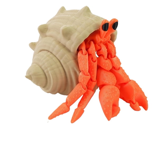 3D Printed Hermit Crab, Animals Fidget , Articulated Flexible ,Realistic Slithering Design, Home Office Executive Desk Decor