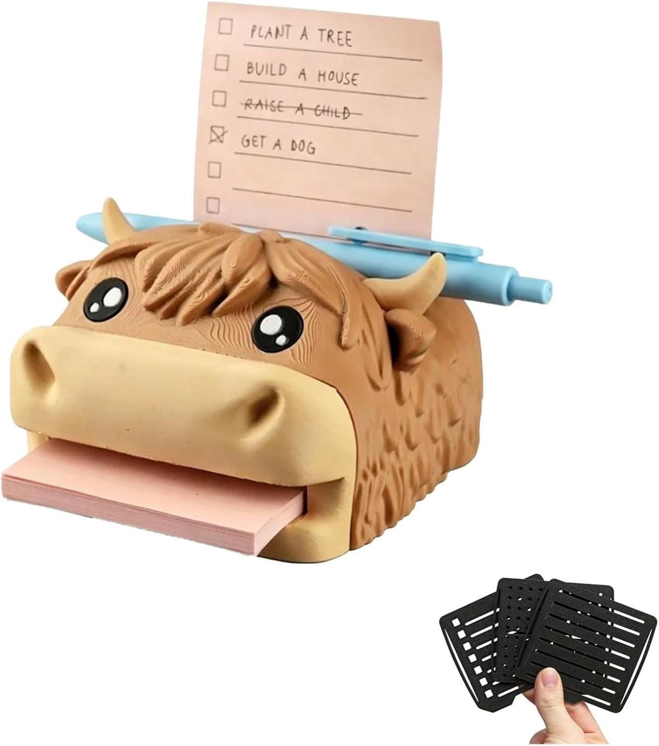 3D Printed Highland Cow Sticky Note Holder Desk Organizer Pen Rest ...