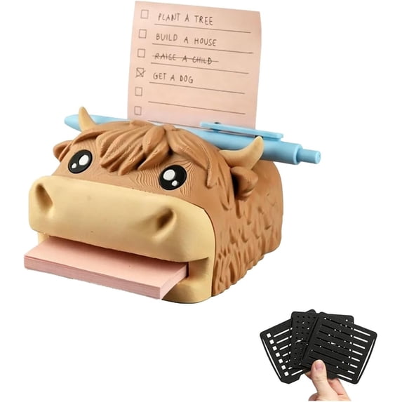 3D Printed Highland Cow Sticky Note Holder Desk Organizer Pen Rest ...