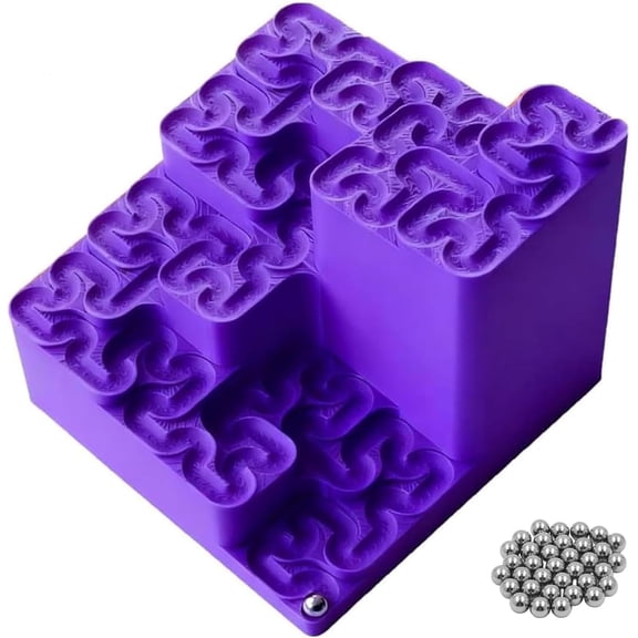 3D Printed Hilbert Curve Marble Run - Endless Steel Ball Maze, Fractal Math Desk Toy & Kinetic Art, Stress Relief for Adults & Kids.(Purple,1Pcs, B)