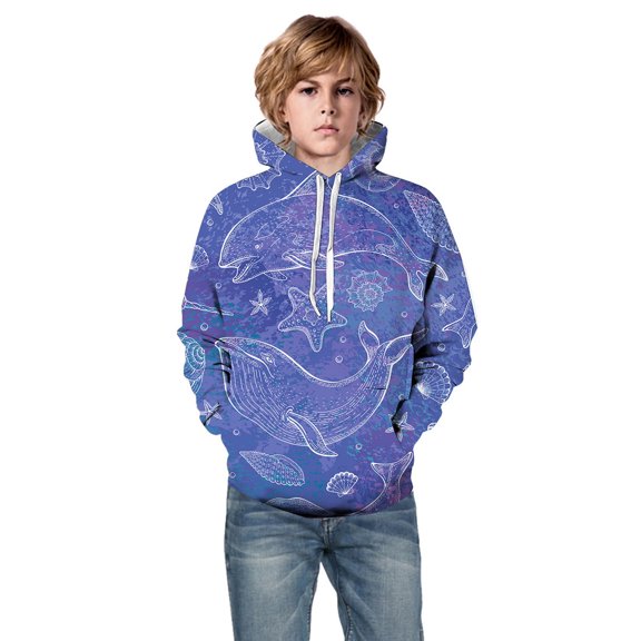 3D Printed Hoodies For Boys Girls Kids Sweatshirts Pullover Novelty Cool Winter Clothes With Pockets