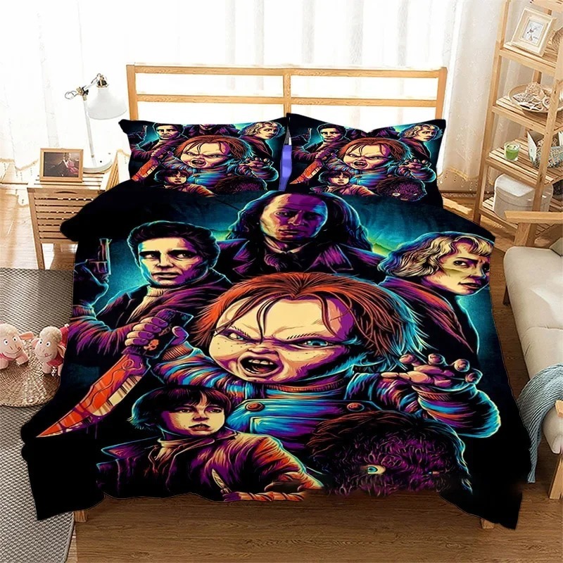 3D Printed Horror Movie Chucky Bedding Set Pillowcase Duvet Cover