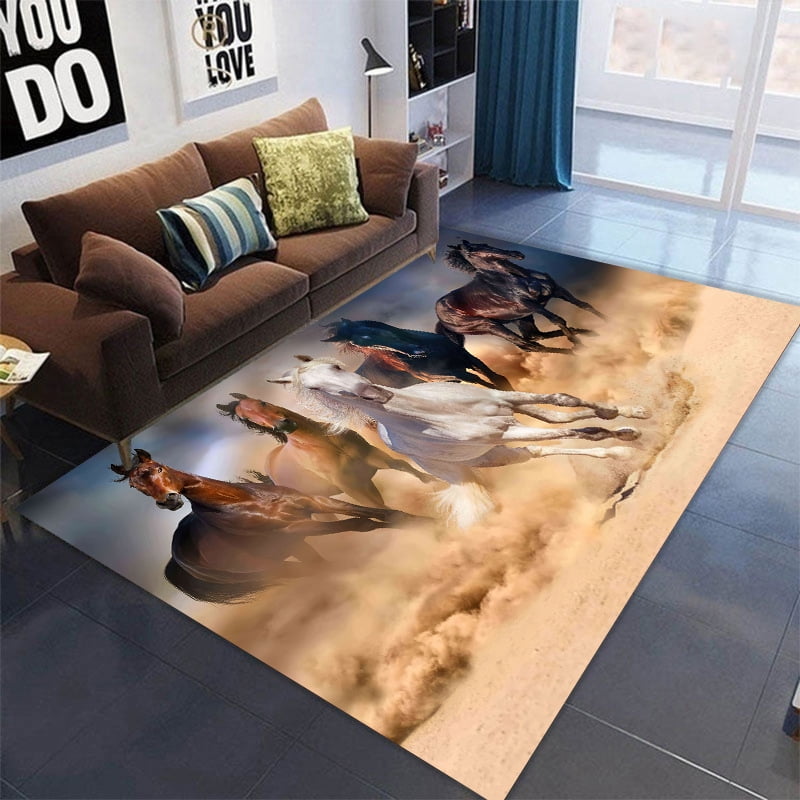3D Printed Horse Carpetss Bedroom Large Animal Area Rugs for Living