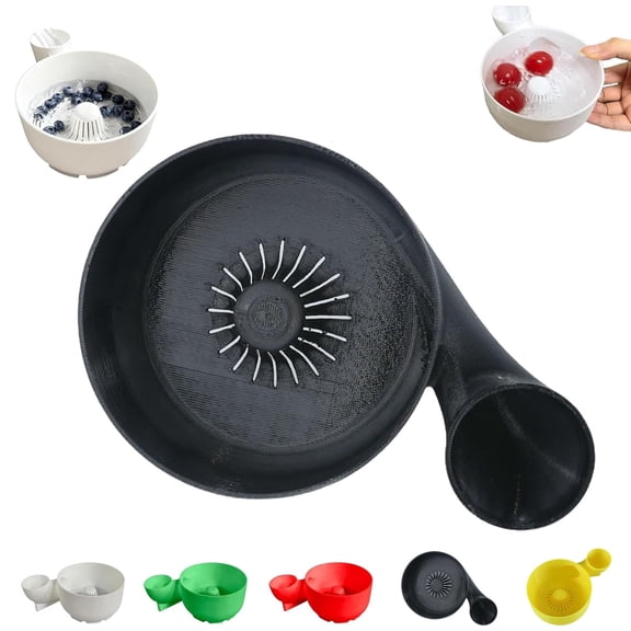 3D-Printed Hydro Bowl - Food-grade materials, Automatic Fruit Washer Spinner Bowl, Multipurpose Rinse Drain Basket, Portable Fruit Cleaning Drain Tool, for Home Kitchens, Picnics(Black)