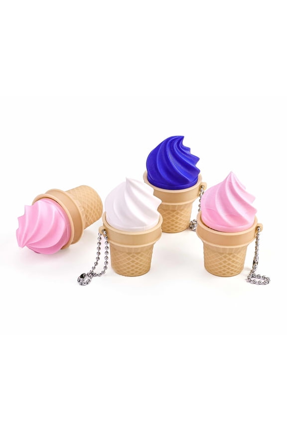 3D Printed Ice Cream Keychain Cute Serve Keyring Mini Dessert Pendant with Ball Chain Kawaii Bag Charm Clicker Gift