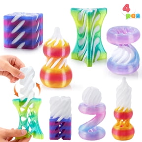 Joyfy 4 Pcs 3D Printed Fidget Toys Impossible Spiral Cone Flexible Pyramid Passthrough Cool Fidgets Stress Relief Gifts for Birthday & Christmas
