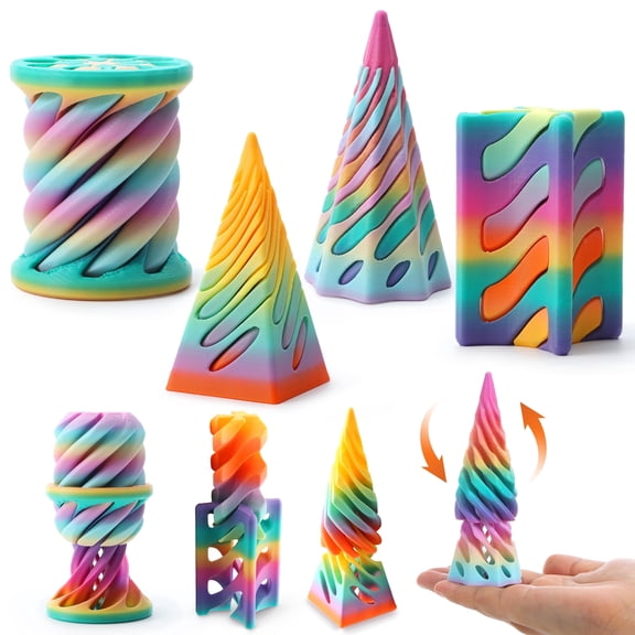 Joyfy 4 Pcs Impossible Cone Fidget 3D Printed Toys Flexible Pyramid Party Favors Stress Relief Autism Sensory Gifts for Kids Adults Birthday & Christmas