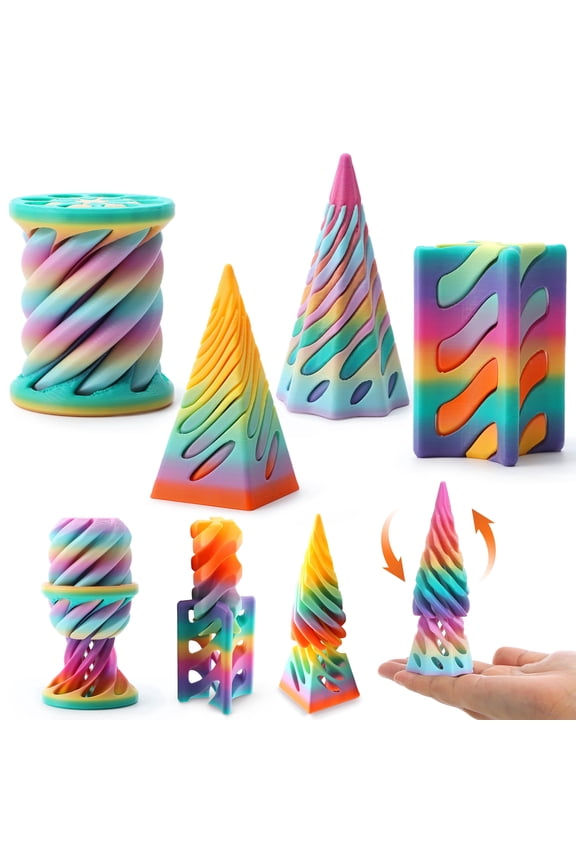 4 Pcs Impossible Cone Fidget 3D Printed Toys Flexible Pyramid Party Favors Stress Relief Autism Sensory Gifts for Kids Adults Birthday & Christmas