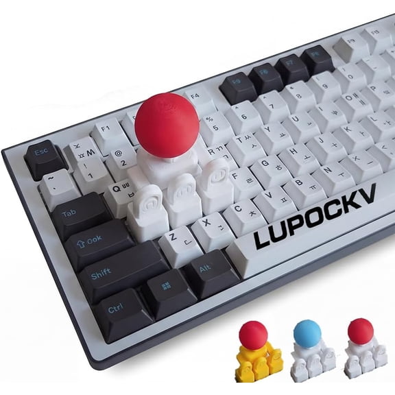 3D Printed Keyboard Joystick Keycap, Mechanical Arcade Stick Adapter for WASD, Retro Gaming Accessory, 4 Key Linkage Mod Mini Fighting Controller (Red)