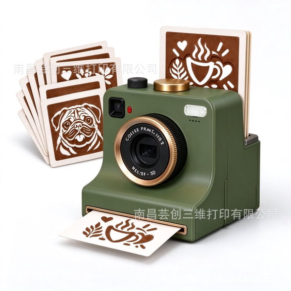 3D Printed Latte Art Camera, Manual Coffee Printer with Coffee Stencils and Mesh Filters