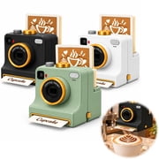 3D Printed Latte Art Camera, Prints on Coffee Latte Art Stencil One Click Tool, One Touch Coffee Stencil Printer with Interchangeable Stencil Cards for Cappuccino, Desserts, Home CafeBlack