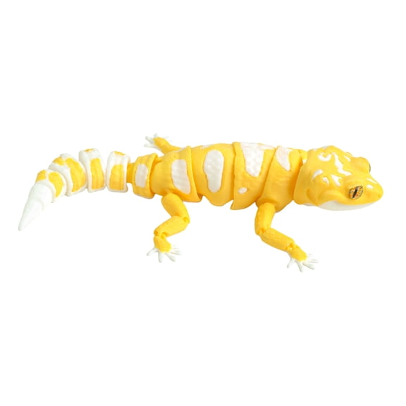 3D Printed Leopard Gecko Figurine, Movable Lizard Sculpture for Home Decor, Realistic Reptile Collectible Desk Ornament, Articulated Gecko Model for Reptile Lovers and Collectors