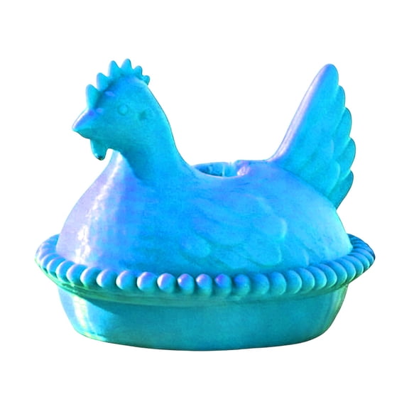 3D Printed Light Blue Hen Cup Topper – 2.13” Cute Chicken Figurine for Drinkware, Birthday & Easter Gifts (Resin)