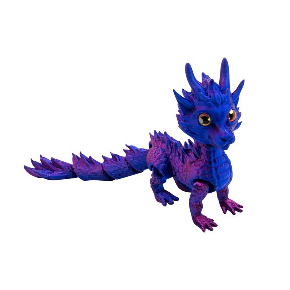 3D Printed Long Haired Dragon Multi-Color Gradient Red Blue Fidget Ornament Home Office Desktop Sculpture Decoration