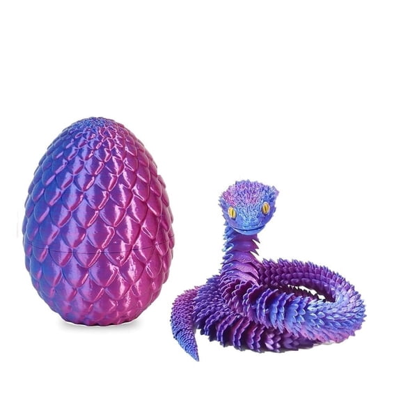 3D Printed Luminous Colorful Snake in Egg Full Articulated Crystal with Home Office Decor Executive Desk