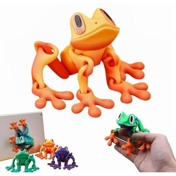 3D Printed Magnet Frog Toy, Funny Magnetic Frogs Refrigerator Magnet, Creative Articulated Poseable Frog Decor for Fridge & Metal Surfaces (Red,S)