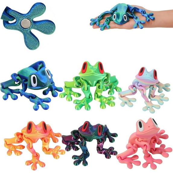 3D Printed Magnetic Frog, 8 inch 2026 3D Printed Frog Fridge Magnets, Articulated Frogs Model, Adorable Collectibles for Desk and Fridge Decor, Cute Indoor Home Decorations