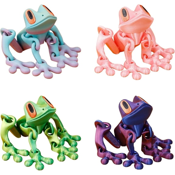 3D Printed Magnetic Frog, Realistic Movable Frog Magnet Toy, Articulated 3D Magnetic Frog Model, Cute Jumping MagneticFrog Decoration for Fridge, Locker, Car, and Metal Surfaces (4PCS B, 5In)