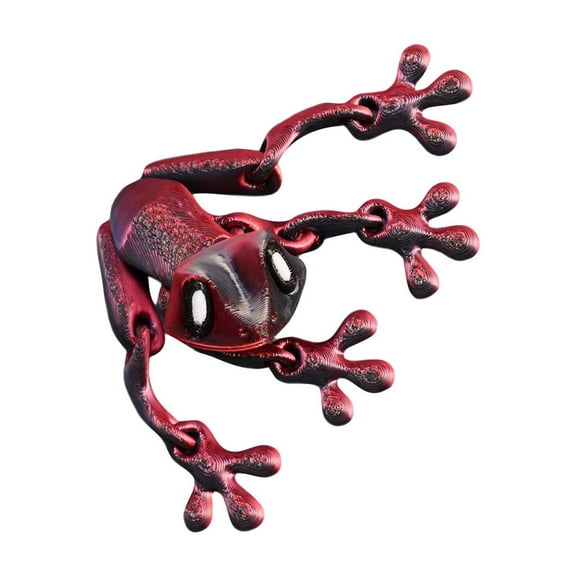 3D Printed Magnetic Frog Toy, Articulated Animal Refrigerator & Car Decoration, Fun Magnetic Gift for Kids, Office Desk Toy,Red