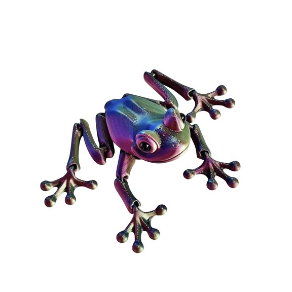 3D Printed Magnetic Movable Frog Toy – Realistic Eyes Stress Relief Figurine – Desktop Interactive Collectible