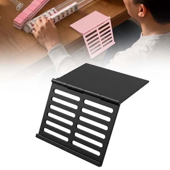 3D Printed Mahjong Tile Holder Rack - Portable Card Stand for Tile Games - Lightweight Desktop Game Organizer - Black