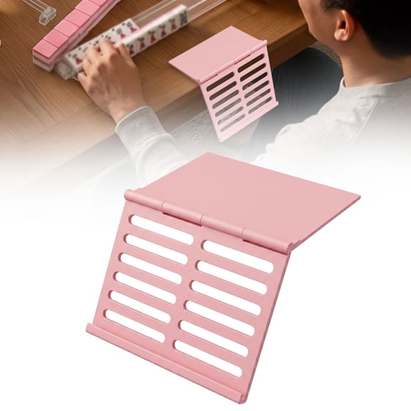 3D Printed Mahjong Tile Holder Rack - Portable Card Stand for Tile Games - Lightweight Desktop Game Organizer - Pink