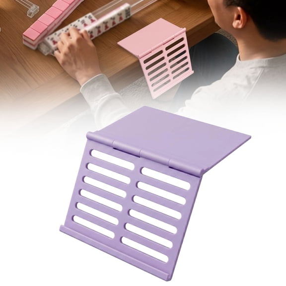 3D Printed Mahjong Tile Holder Rack - Portable Card Stand for Tile Games - Lightweight Desktop Game Organizer - Purple