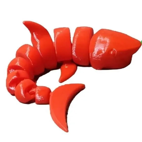 3D Printed Marine Shark with Movable Joints and Bright Colors Is Simple and Elegant Three-dimensional Figurine