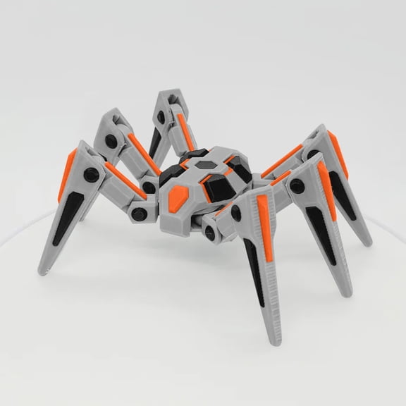 3D Printed Mechanical Six Legged Movable Spider Model Desktop Decoration for Office Home Decor Articulated Hexapod Robot Figurine Orange