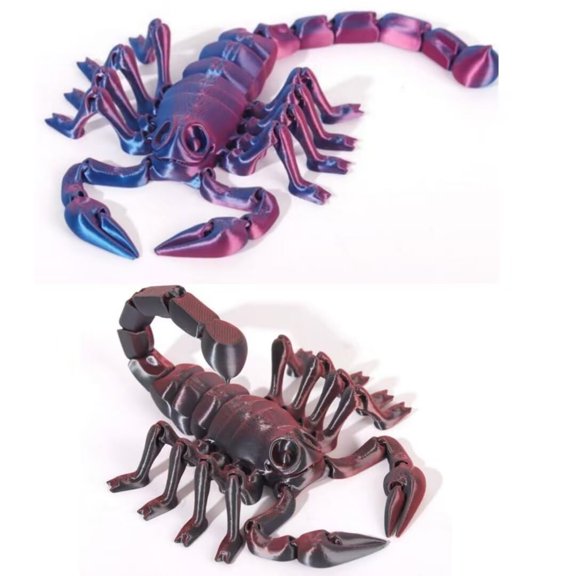 3D Printed Metallic Scorpion Figurine, Purple-Blue Dual Color