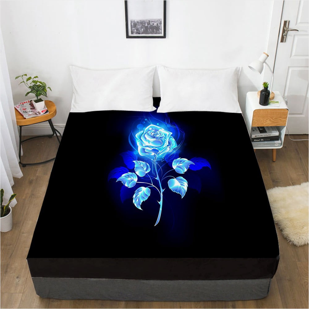 3D Printed Metallic Streamer Rose Soft Fitted sheet With Elastic Band