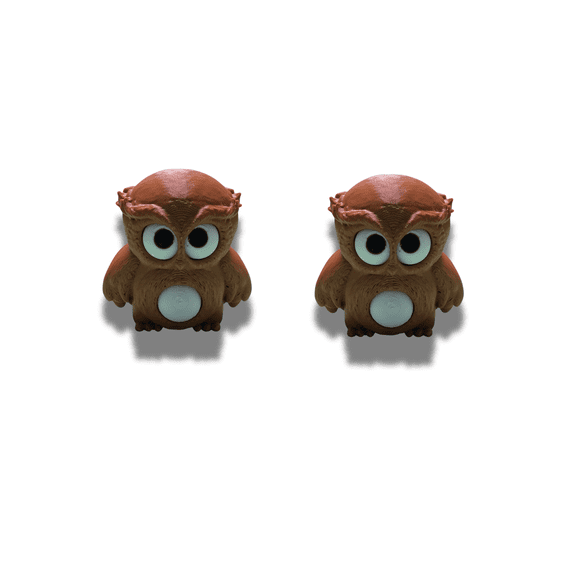3D Printed Mini Owl Figurines Cute Desk Decor Collectible Approx. 2.5 in Tall x 1.5 in Wide Set of 2