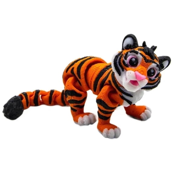 3D Printed Mini Tiger Figure Colorful Multi-joint Movable Cute Room Decoration & Gift