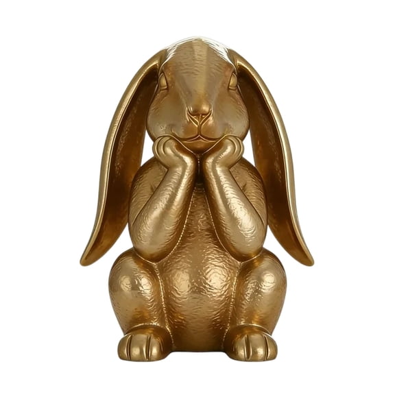 3D Printed Modern Ornament Gold Full Body Droopy Ear Bunny Easter Home Decor