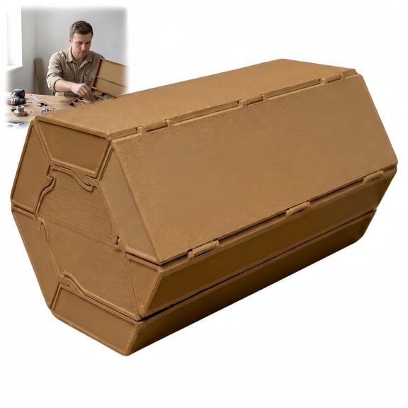 3D Printed Modular Storage Box, Roll-Up Expandable Organizer, Multi-Compartment Container for Screws, Jewelry, Office Supplies & Travel Essentials (Brown, Small)