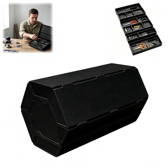 3D Printed Modular Storage Box, Roll-Up Expandable Organizer, Multi-Compartment Container for Screws, Jewelry, Office Supplies & Travel Essentials (Brown, Small)
