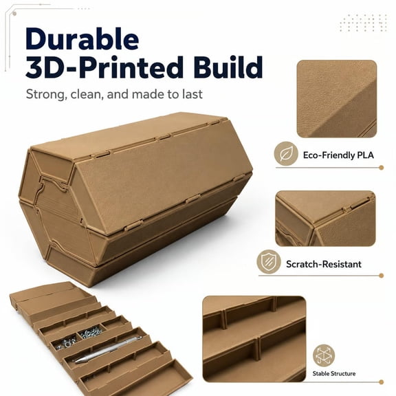 3D Printed Modular Storage Box Stackable Desktop Organizer Container With Hinged Lid Expandable Multi Compartment Storage Case For Office Jewelry And Travel