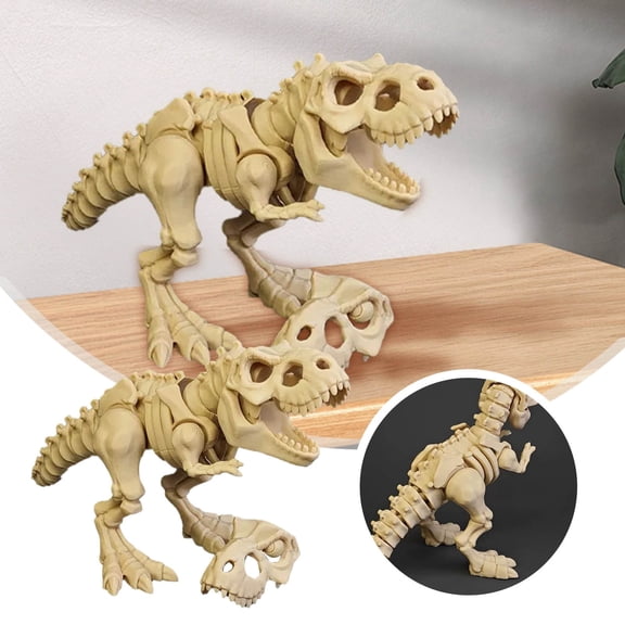 3D Printed Movable Dinosaur Skeleton Model Articulated Joints Desktop Display Collectible Ornament for Home