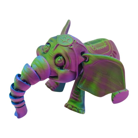 3D Printed Movable Elephant Figure Silk Multicolor Articulated Elephant Desktop Decor Stress Relief Ornament Collectible Elephant Model Home Display