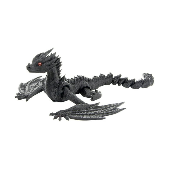 3D Printed Movable Flying Dragon Black Flexible Jointed Dragon Figurine for Home Office Decor High Quality Western Mythical Creature Collectible Art Sculpture