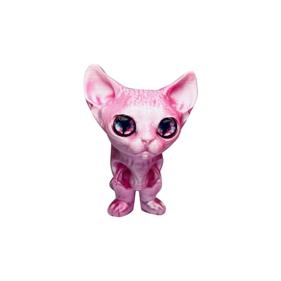 3D Printed Movable Hairless Cat Figurine, Lightweight Durable Animal Ornament, Stress Relief Desktop Toy for Girls Boys and Cat Lovers