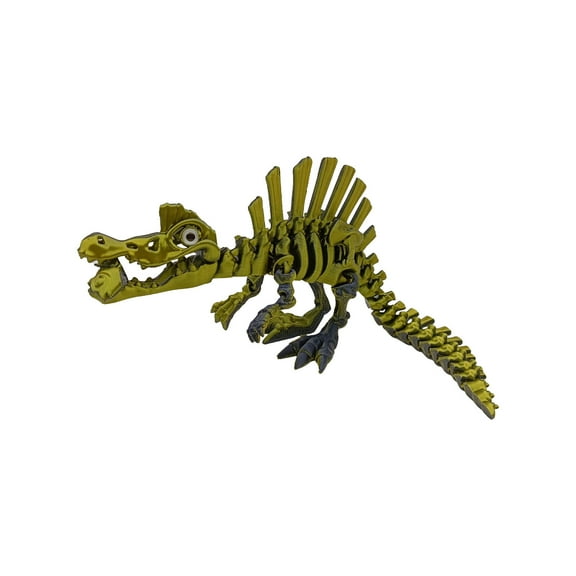 3D Printed Movable Spinosaurus Skeleton Display Model 12 Inch Realistic Fossil Figurine Stress Relief Desk Ornament Laser Black Gold Collectible Statue