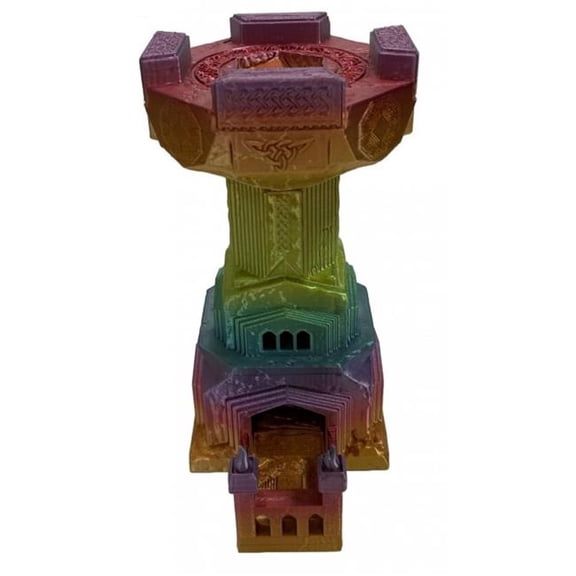 3D Printed Multi Color Dwarven Dice Tower Figurine
