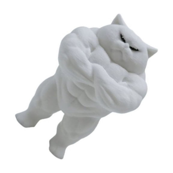 3D Printed Muscle Cats Figurine,Decorative Sculpture Muscular Cats Statue Desktop Decoration Home Decors Collectibles