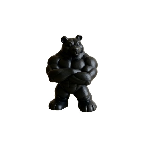 3D Printed Muscular Bear Figurine Gym Enthusiast Themed Desktop Sculpture Home Decoration Collectible Art Piece