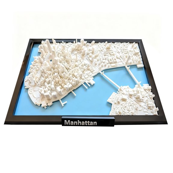 3D Printed New York City Topographical Map Wall Art 18X15Cm Skyline Relief Nyc Home Office Decor Detailed Street Contours