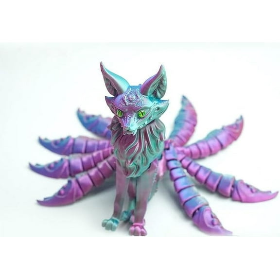 3D Printed Nine Tailed Fox Model, Articulated Miniature Figure, Mythical Creatures, 3D Printed Animal Figurine